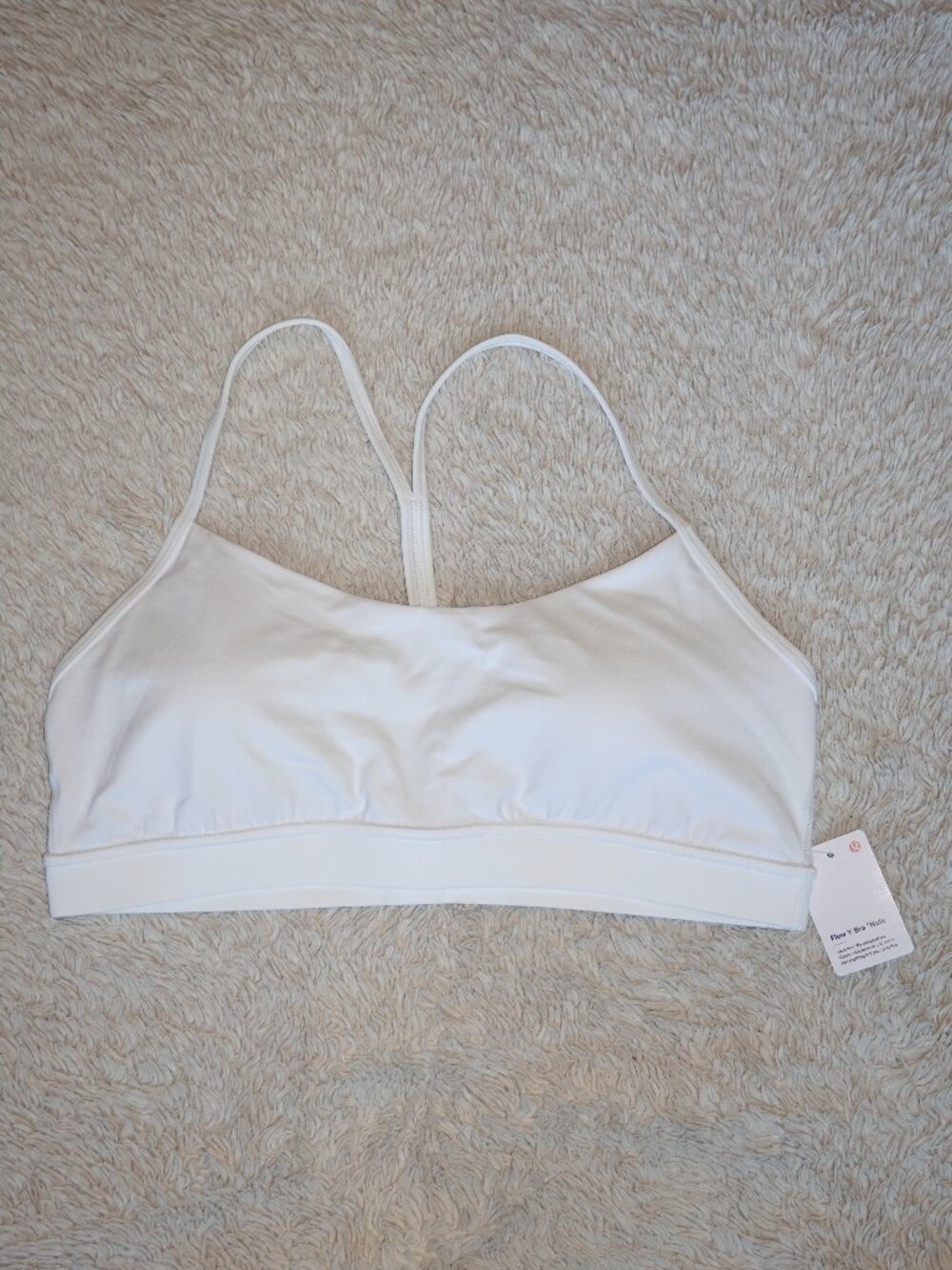 Women's Size 14 Lululemon Flow Y Bra Nulu Light Support, AāC Cups, White, NWT